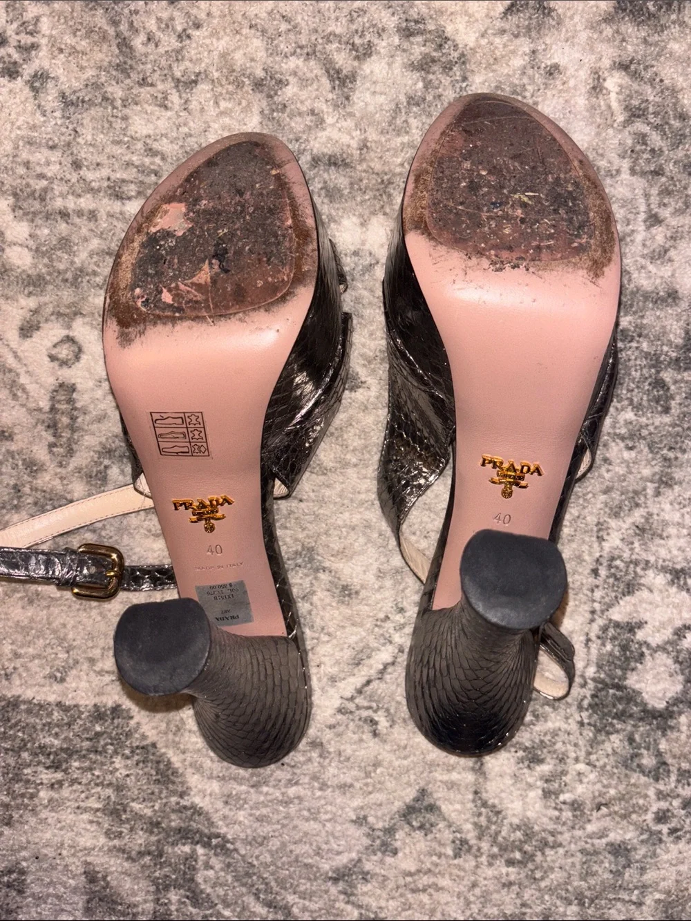 Prada Metallic Snakeskin Heels Size 40 - Picture 3 of 4
